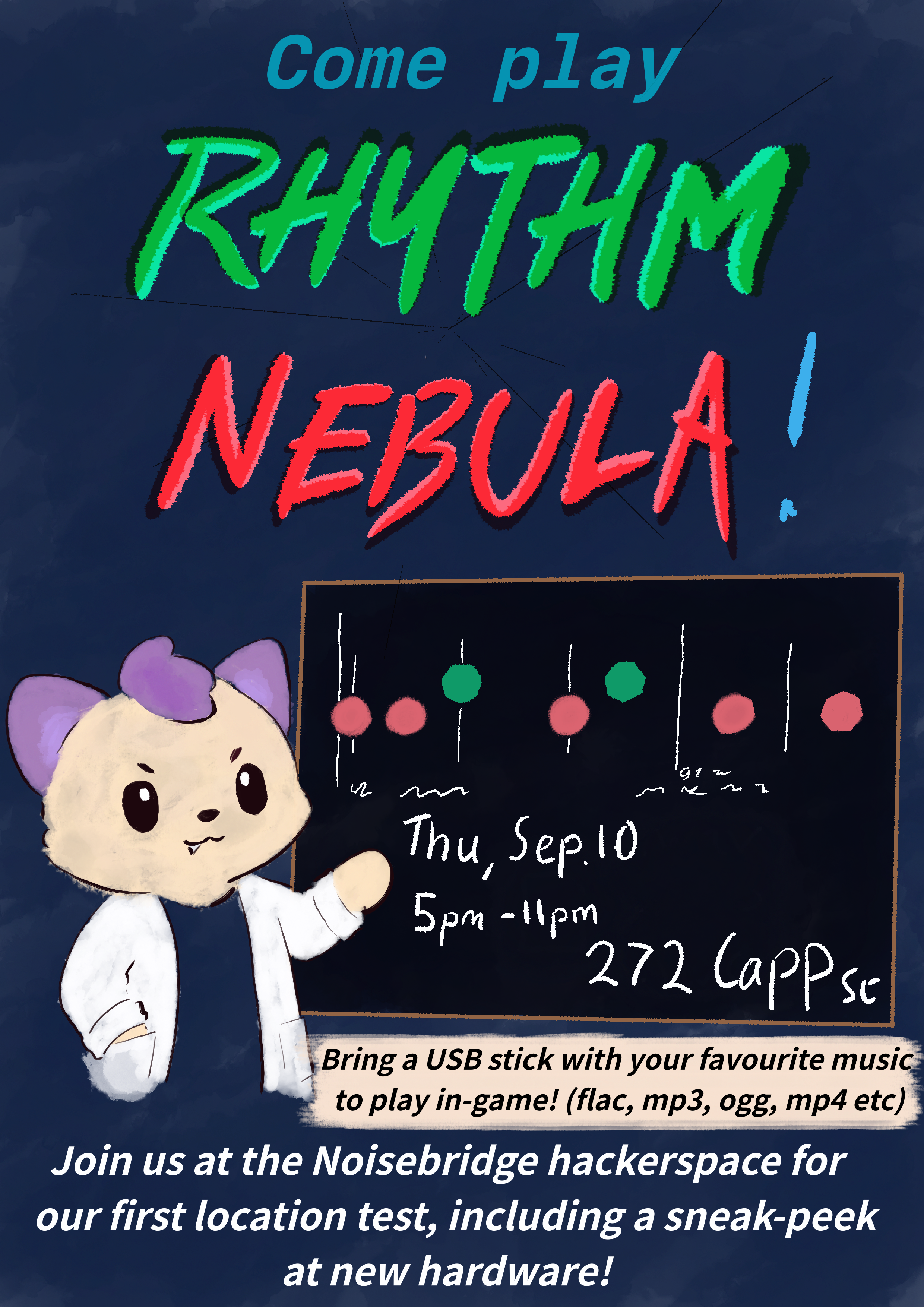 Rhythm Nebula location test at Noisebridge
